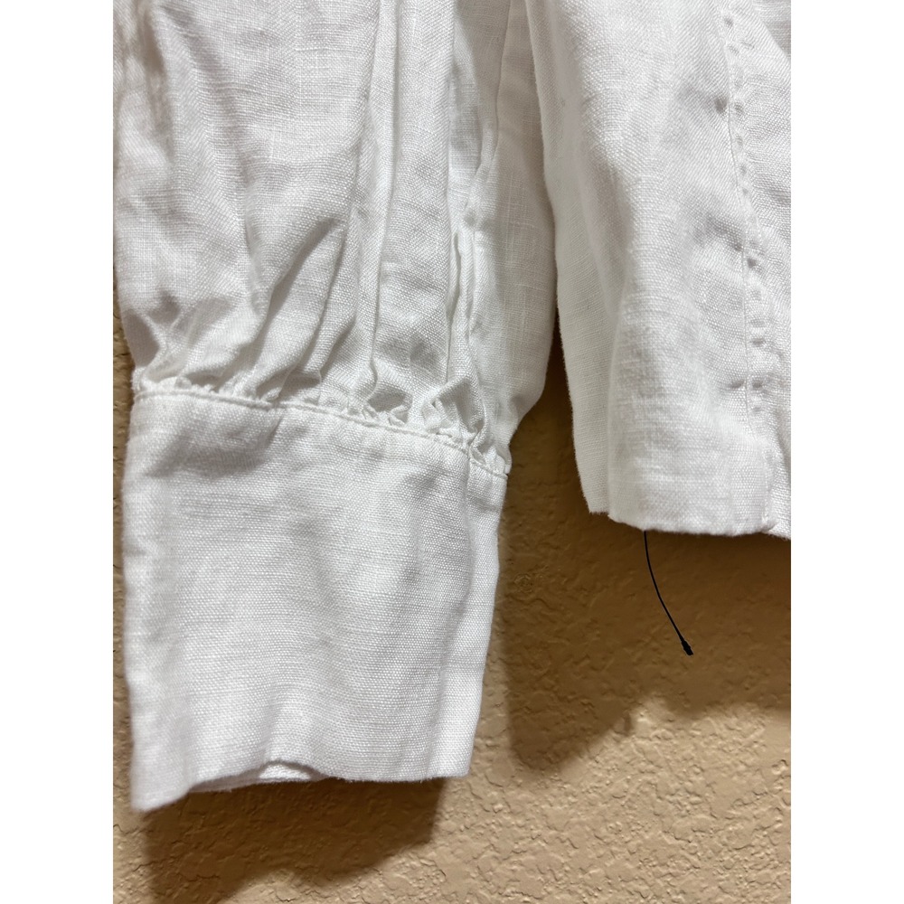 Reformation 12 Tasha Linen Top White Square Neck Puff Sleeve Cottage Milkmaid - Picture 9 of 11